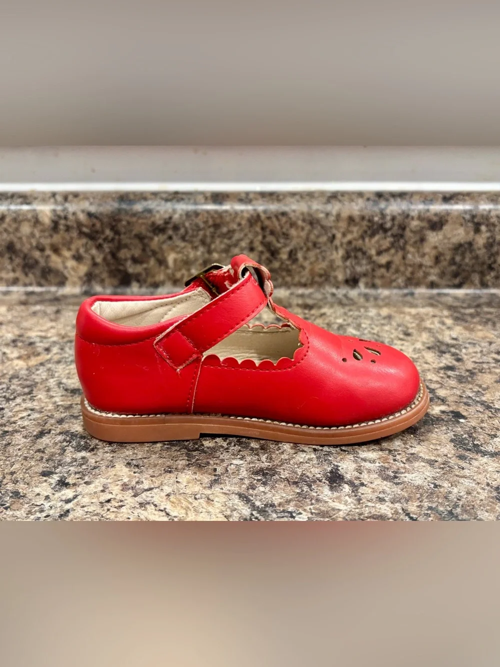 Felix & Flora Red Girls' T-Strap Leather Mary Janes Shoes